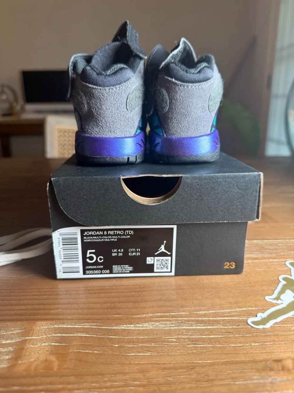 Jordan Baby Black Velcro Walker Shoes with Rainbow Accent